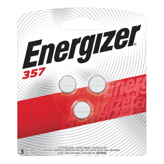 ENERGIZER BRANDS LLC 357BPZ-3 Energizer 1.5-Volt Calculator/Watch Battery, 357, Pack Of 3