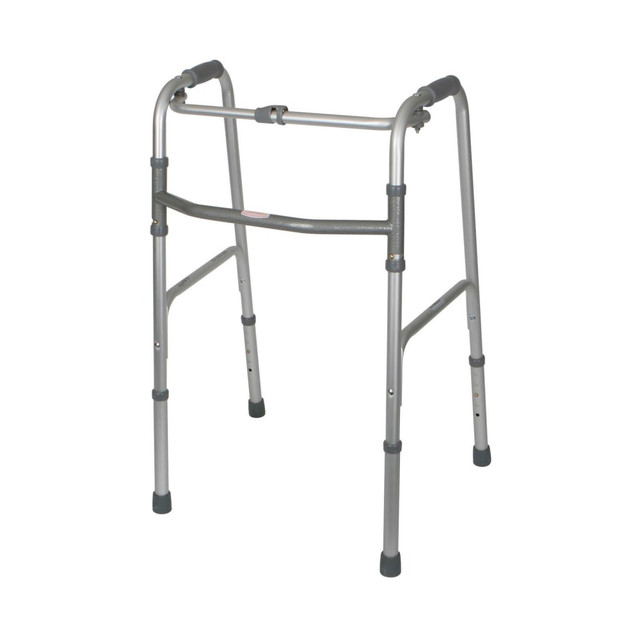 MEDLINE INDUSTRIES, INC. MDS86615 Medline Adult 1-Button Adjustable Aluminum Folding Walker, 25in - 32in MEDLINE INDUSTRIES, INC. MDS86615 Medline Adult 1-Button Adjustable Aluminum Folding Walker, 25in - 32in