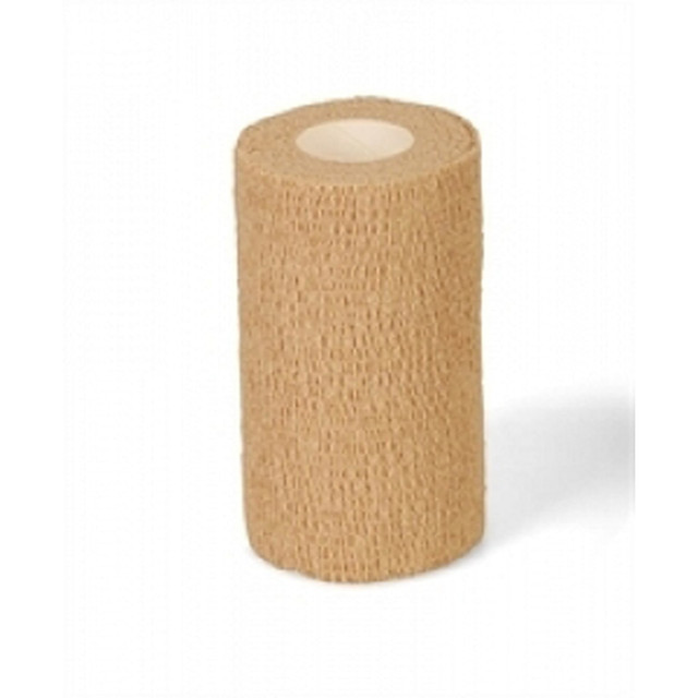 MEDLINE INDUSTRIES, INC. PRM088004 Medline Caring Non-Sterile Self-Adherent Elastic Wraps, 4in x 5 Yd., Tan, Pack Of 18