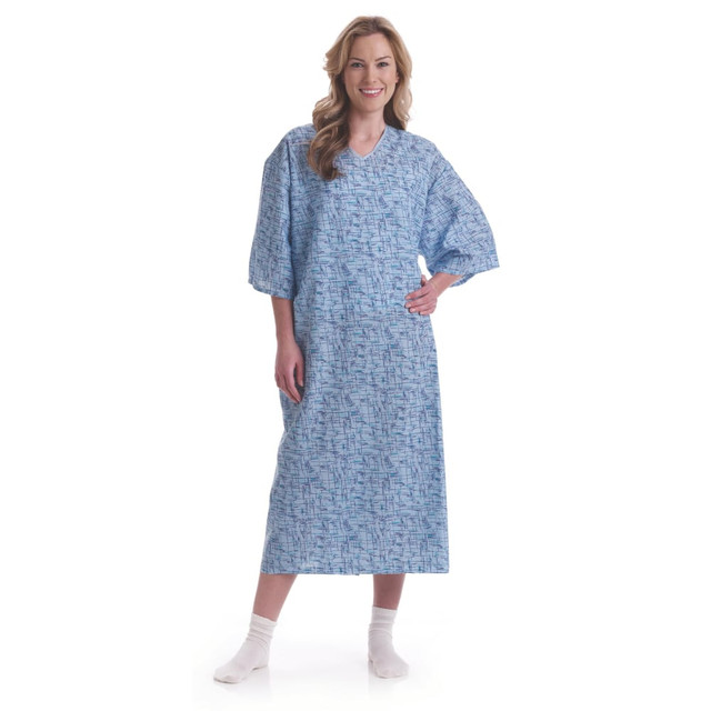MEDLINE INDUSTRIES, INC. MDTPG7RTSCAB Medline PerforMAX Patient Gowns, Cascade Blue, Pack Of 12