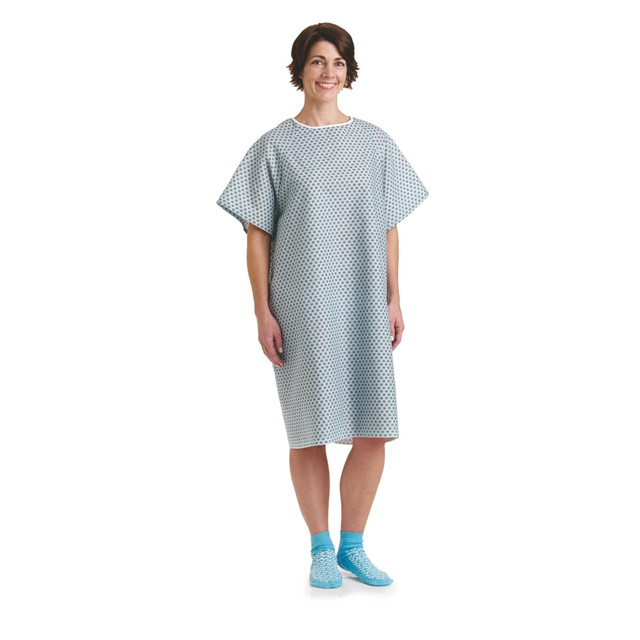 MEDLINE INDUSTRIES, INC. MDTPG2RSBSTA Medline Traditional Patient Gowns, 39in, Star, Pack Of 12