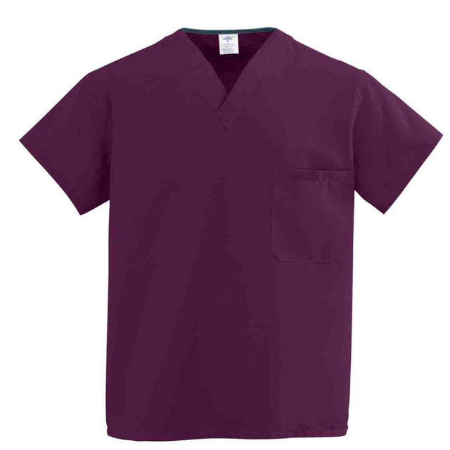 MEDLINE INDUSTRIES, INC. 910JWNXL-CM Medline ComfortEase 1-Pocket Reversible Unisex Scrub Top, X-Large, Wine