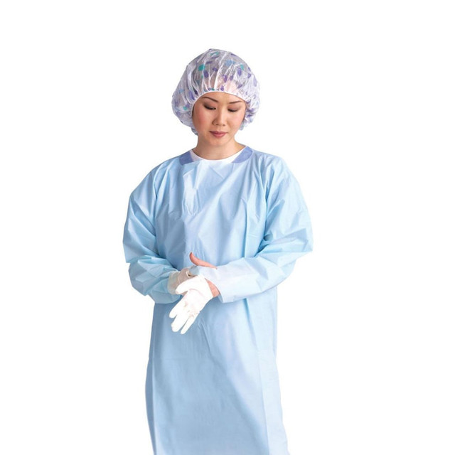 Constantly tugging your isolation gowns sleeves down after putting on protective gloves for a procedure wastes time in your busy day. This gown features thumb loops at the sleeves to prevent them from sliding up.  Made with polyethylene for high-level protection from fluids.  Apron-style neck allows you to take off the gown quickly.  Thumb loops prevent sleeves from sliding up after putting on protective gloves.