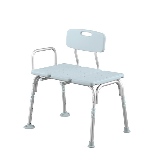 MEDLINE INDUSTRIES, INC. MDS86960KDMBH Medline Transfer Bench With Back, Knockdown With Microban, Blue/Silver MEDLINE INDUSTRIES, INC. MDS86960KDMBH Medline Transfer Bench With Back, Knockdown With Microban, Blue/Silver
