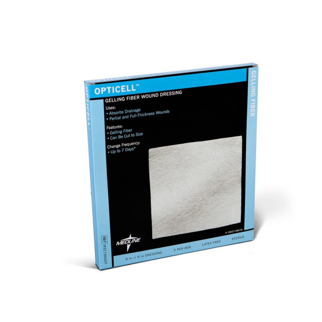 MEDLINE INDUSTRIES, INC. MSC7866EPZ Medline Opticell Gelling Fiber Wound Dressings, 6in x 6in, White, Pack Of 5 MEDLINE INDUSTRIES, INC. MSC7866EPZ Medline Opticell Gelling Fiber Wound Dressings, 6in x 6in, White, Pack Of 5