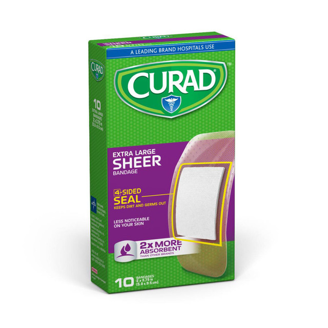 MEDLINE INDUSTRIES, INC. CUR02277RB CURAD Sheer Adhesive Bandages, 2in x 3 3/4in, Case Of 24