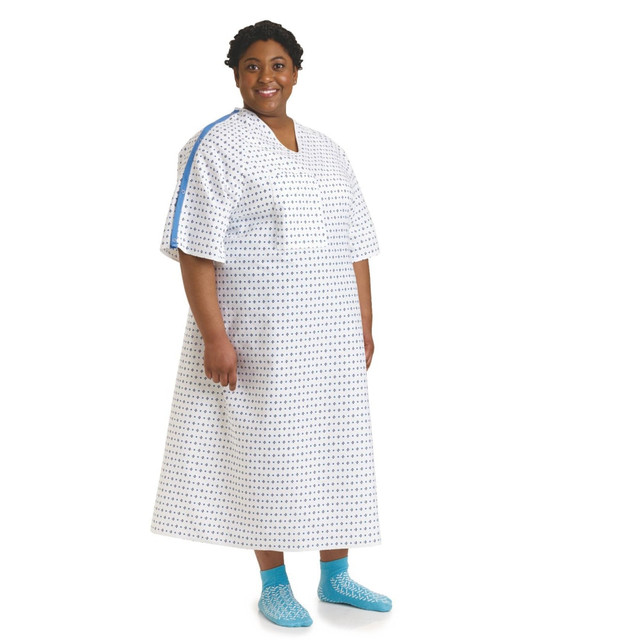 MEDLINE INDUSTRIES, INC. MDTPG4ITSDEM Medline Blue Collection IV Gowns, 66in, Demure, Pack Of 12 MEDLINE INDUSTRIES, INC. MDTPG4ITSDEM Medline Blue Collection IV Gowns, 66in, Demure, Pack Of 12