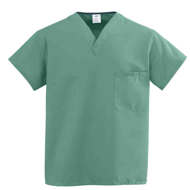 MEDLINE INDUSTRIES, INC. 910JTJL-CM Medline ComfortEase 1-Pocket Reversible Unisex Scrub Top, Large, Jade