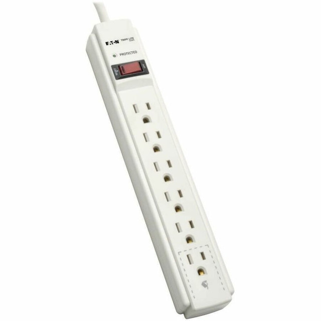 TRIPP LITE TLP606  Protect It! 6-Outlet Surge Protector 6 ft. Cord 790 Joules Diagnostic LED Light Gray Housing - 6 x NEMA 5-15R - 1800 VA - 790 J - 120 V AC Input - 120 V AC Output