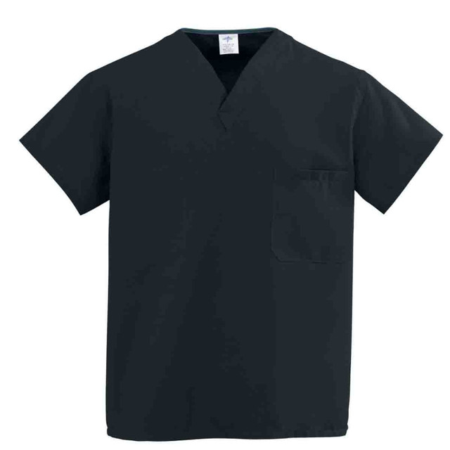 MEDLINE INDUSTRIES, INC. 910DKWXL-CM Medline ComfortEase Unisex 1-Pocket Reversible Scrub Top, XL, Black