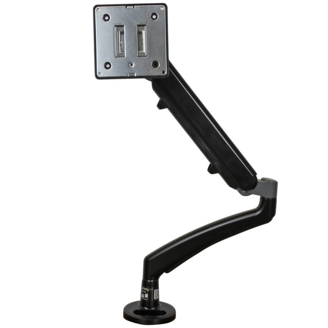 Maximum arm extension of 23.46in (596 mm)  Landscape-to-portrait display rotation (for use in portrait position, the mount supports ultrawide displays with max width of 33.9in/86.1 cm)  Easy to re-position with spring-assisted height adjustment and a gauge to indicate the level of resistance  Full range of motion with articulating arm: +90/-65 degree tilt, 360 degree swivel and 360 degree rotation around the support pole and the elbow  Mount a VESA (75x75, 100x100) compatible display 12in to 34in , flat screen, curved or ultrawide, with a max weight of 15.5 lb. (7 kg)