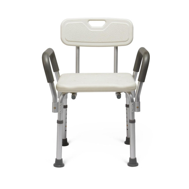 MEDLINE INDUSTRIES, INC. MDS89745RAH Medline Aluminum Bath Bench, Knockdown With Arms And Back, White MEDLINE INDUSTRIES, INC. MDS89745RAH Medline Aluminum Bath Bench, Knockdown With Arms And Back, White