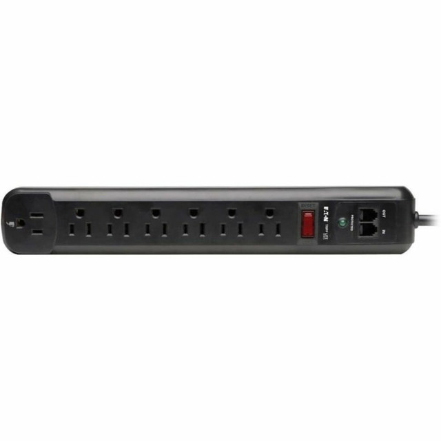 TRIPP LITE TLP76RBTEL Eaton Tripp Lite Series Surge Protector Power Strip 120V Right Angle 7 Outlet RJ11 Black - Surge protector - 15 A - AC 120 V - 1.8 kW - output connectors: 7 - black - for P/N: CLAMPUSBLK, CLAMPUSW TRIPP LITE TLP76RBTEL Eaton Tripp Lite Series Surge Protector Power Strip 120V Right Angle 7 Outlet RJ11 Black - Surge protector - 15 A - AC 120 V - 1.8 kW - output connectors: 7 - black - for P/N: CLAMPUSBLK, CLAMPUSW