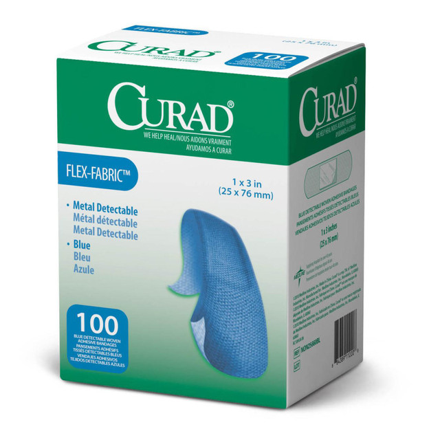 MEDLINE INDUSTRIES, INC. NON25660BL CURAD Food Service Adhesive Bandages, 1in x 3in, Blue, Pack Of 1,200 MEDLINE INDUSTRIES, INC. NON25660BL CURAD Food Service Adhesive Bandages, 1in x 3in, Blue, Pack Of 1,200