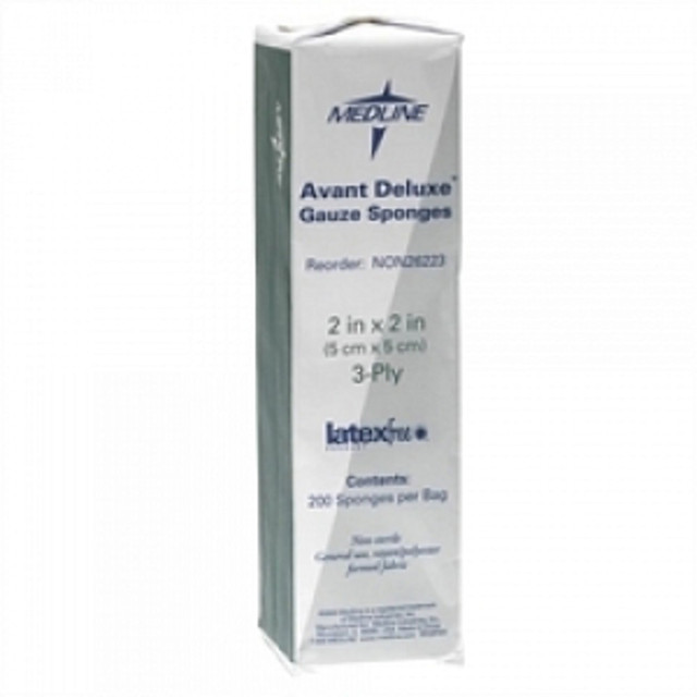 MEDLINE INDUSTRIES, INC. NON26223 Medline Avant Deluxe Non-Sterile Gauze Sponges, 3-Ply, 2in x 2in, Case Of 40