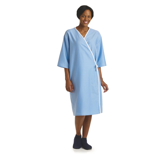 MEDLINE INDUSTRIES, INC. MDTPG5RFOBLU Medline Front-Opening Exam Gowns, 70in, Blue, Pack Of 12 MEDLINE INDUSTRIES, INC. MDTPG5RFOBLU Medline Front-Opening Exam Gowns, 70in, Blue, Pack Of 12