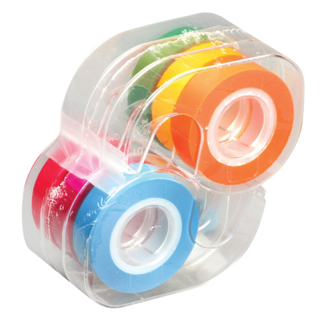 LEE PRODUCTS COMPANY LEE19188 Lee Products Removable Highlighter Tape, 0.5in x 720in, Fluorescent Assorted Colors, Pack Of 6