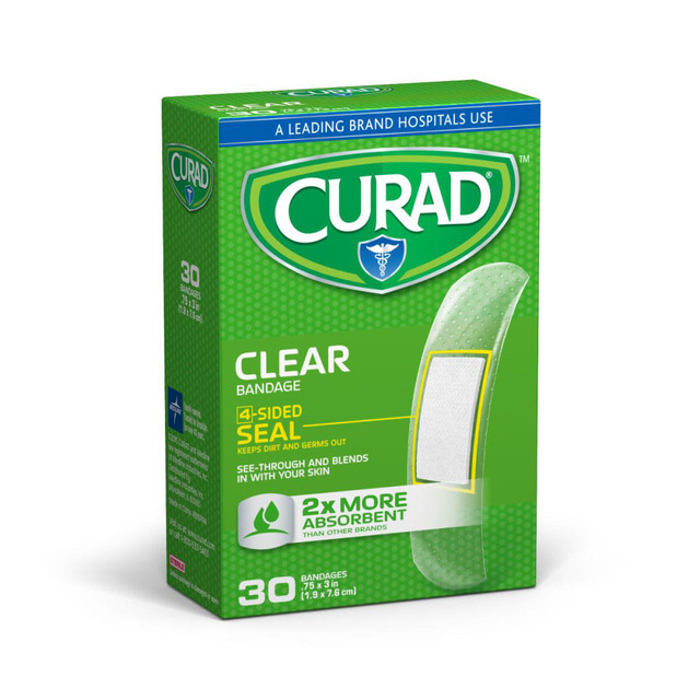 MEDLINE INDUSTRIES, INC. CUR44010RB CURAD Adhesive Bandages, 3/4in x 3in, Clear, Case Of 24
