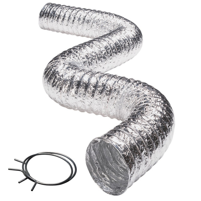 DEFLECT-O CORPORATION FLXC0408 Deflecto 3-Ply 4in x 8ft Class 1 Flexible Aluminum Duct With Spring Clamps, Silver, FLXC0408 DEFLECT-O CORPORATION FLXC0408 Deflecto 3-Ply 4in x 8ft Class 1 Flexible Aluminum Duct With Spring Clamps, Silver, FLXC0408