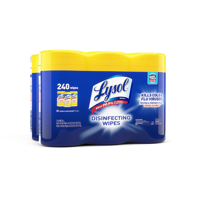 Boost customer confidence with disinfecting wipes ideal for high-visibility locations. These wipes kill 99.9% of viruses and bacteria, including the virus that causes COVID-19 when used as directed on hard, non-porous surfaces. Clean up and keep moving with packaging that's easy to open, dispense, and store.  Kills 99.9% of viruses and bacteria, including cold and flu viruses, Salmonella, E. Coli, MRSA, RSV, Staph, and Strep, when used as directed on hard, non-porous surfaces.  Proven to kill the virus that causes COVID-19, in 15 seconds.  In accordance with the EPA's Viral Emerging Pathogen Policy, this product can be used against Monkeypox, when used in accordance with the directions for use.  Maintain disinfected commercial spaces across a versatile range of industries, including schools, hospitality, office workspaces, fitness centers, and stadiums.  Safe to use on high-touch germ hot spots, including electronics, doorknobs, handrails, faucets, phones, and keyboards.  Uphold safety standards: Meets OSHA's Bloodborne Pathogens Standard.  Make a premium impression and reassure customers with Lysol disinfecting wipes at service desks, conference rooms, classrooms, and more.  Remind customers and staff that disinfection is your priority.  Demonstrated effectiveness against viruses similar to Monkeypox on hard, non-porous surfaces. In accordance with the EPA's Viral Emerging Pathogen Policy, can be used against Monkeypox, when used in accordance with the directions for use.  Antimicrobial is an agent that kills microorganisms or stops their growth.