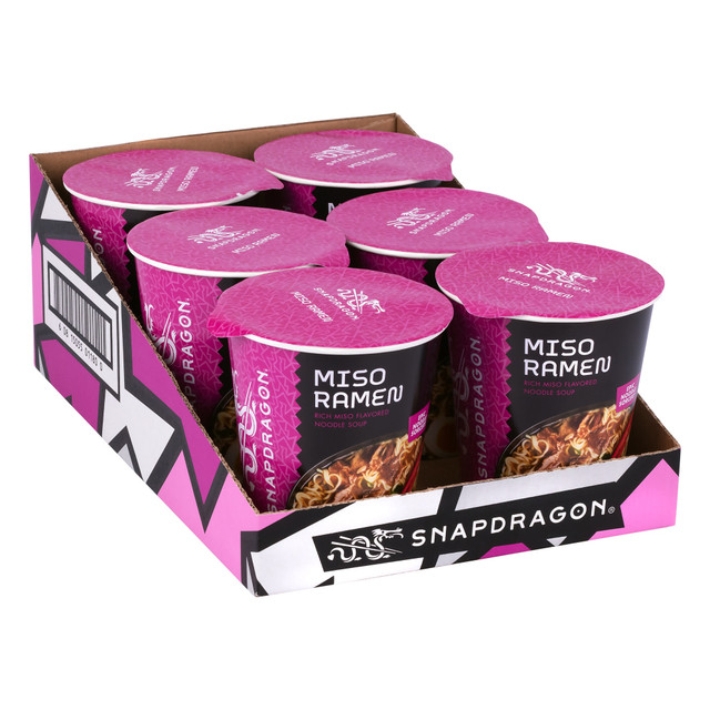 SNAPDRAGON FOODS LLC 20815055011802 Snapdragon Miso Ramen Cups, 2.1 Oz, Pack Of 6 Cups