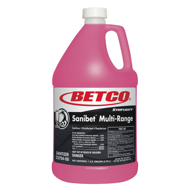 BETCO CORPORATION 2370400 Betco Sanibet Multi-Range Sanitizer, 1 GAL Bottle, Case Of 4