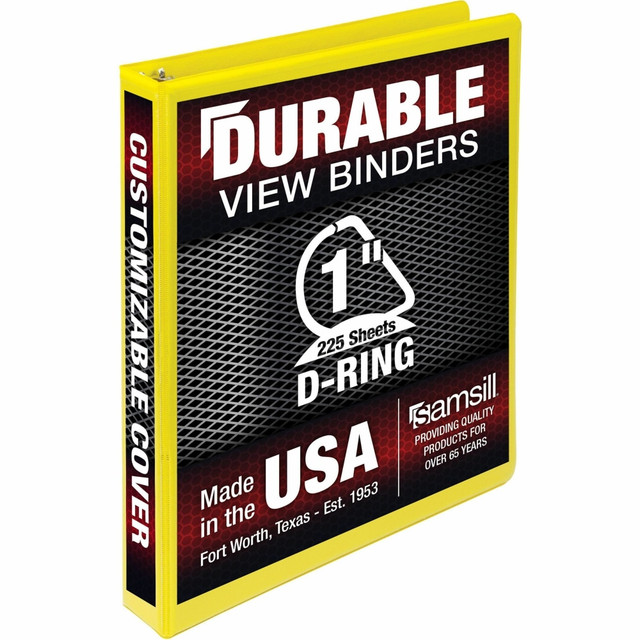 SAMSILL CORP 16431 Samsill Durable Three-Ring View Binder - 1in Binder Capacity - 225 Sheet Capacity - Fastener(s): 3 x D-Ring - Pocket(s): 2, Internal - Polypropylene, Chipboard - Yellow - Recycled - Durable, PVC-free, Ink-transfer Resistant, Clear SAMSILL CORP 16431 Samsill Durable Three-Ring View Binder - 1in Binder Capacity - 225 Sheet Capacity - Fastener(s): 3 x D-Ring - Pocket(s): 2, Internal - Polypropylene, Chipboard - Yellow - Recycled - Durable, PVC-free, Ink-transfer Resistant, Clear
