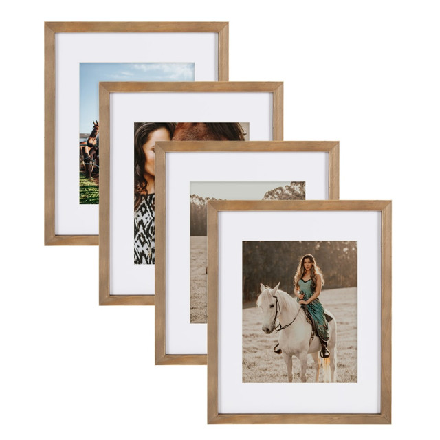UNIEK INC. 212317 DesignOvation Gallery Wood Photo Picture Frame Set, 12in x 15in With Mat, Rustic Brown, Set Of 4 UNIEK INC. 212317 DesignOvation Gallery Wood Photo Picture Frame Set, 12in x 15in With Mat, Rustic Brown, Set Of 4