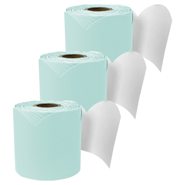 EDUCATORS RESOURCE CD-108532-3 Carson Dellosa Education Rolled Scalloped Bulletin Board Border, Sea Glass Green, 65 Feet, Pack Of 3