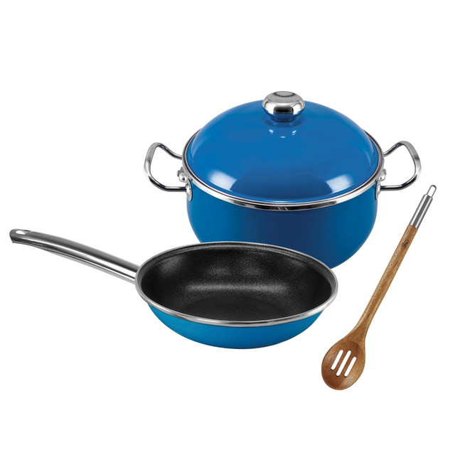 EKCO(R) 63252 Vita 4-Piece Steel Nonstick Beginner's Cookware Set, Blue EKCO(R) 63252 Vita 4-Piece Steel Nonstick Beginner's Cookware Set, Blue