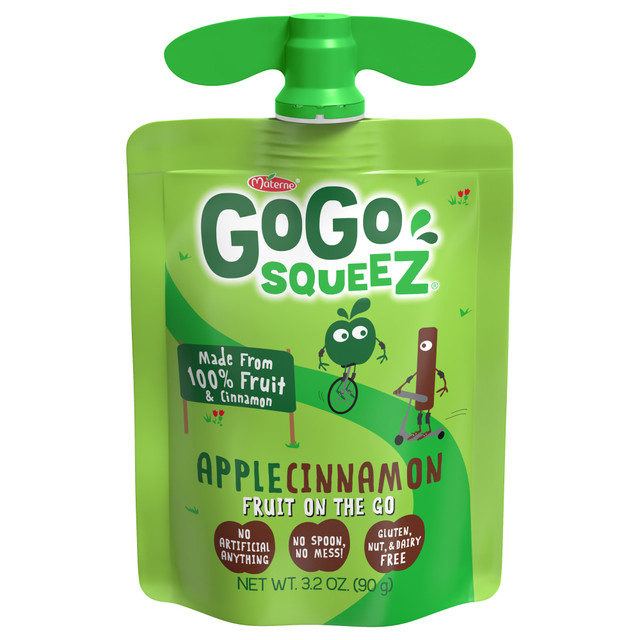 MATERNE NORTH AMERICA, CORP IFA12445 GoGo Squeez Applesauce Pouches, Apple Cinnamon, 3.2 Oz, Pack Of 18 Pouches MATERNE NORTH AMERICA, CORP IFA12445 GoGo Squeez Applesauce Pouches, Apple Cinnamon, 3.2 Oz, Pack Of 18 Pouches