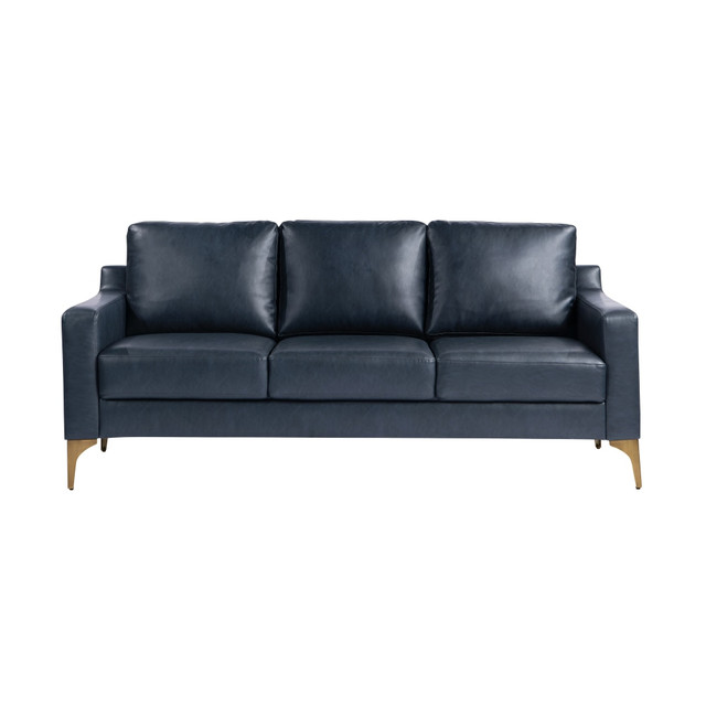 LIFESTYLE SOLUTIONS INC. 133A013NVY Serta Florence Faux Leather Sofa, 35inH x 78inW x 33-1/2inD, Navy LIFESTYLE SOLUTIONS INC. 133A013NVY Serta Florence Faux Leather Sofa, 35inH x 78inW x 33-1/2inD, Navy