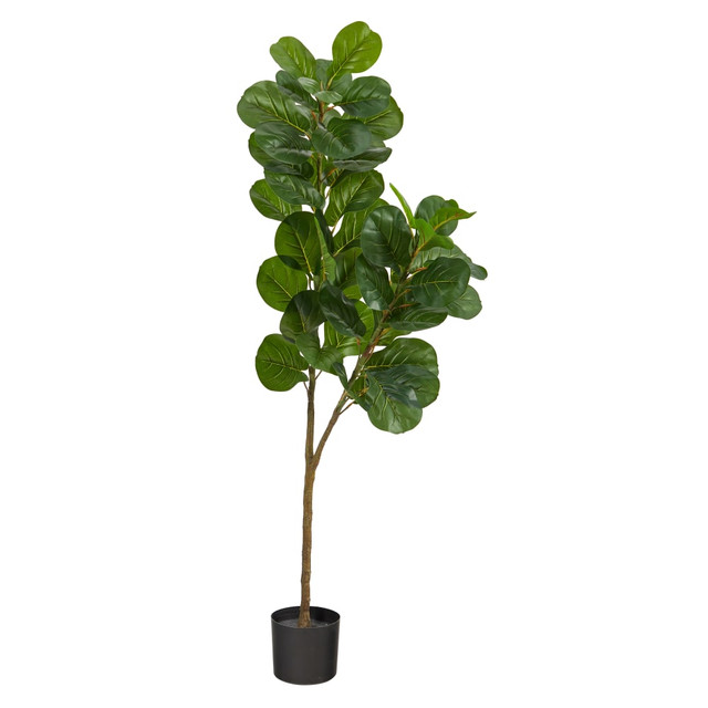 NEARLY NATURAL INC. T2103 Nearly Natural Fiddle Leaf Fig 66inH Artificial Tree With Planter, 66inH x 10inW x 10inD, Green/Black NEARLY NATURAL INC. T2103 Nearly Natural Fiddle Leaf Fig 66inH Artificial Tree With Planter, 66inH x 10inW x 10inD, Green/Black