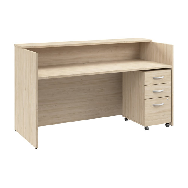 BUSH INDUSTRIES INC. ARV005NE Bush Business Furniture Arrive 72inW Reception Desk with Shelf and Mobile File Cabinet, Natural Elm, Standard Delivery BUSH INDUSTRIES INC. ARV005NE Bush Business Furniture Arrive 72inW Reception Desk with Shelf and Mobile File Cabinet, Natural Elm, Standard Delivery