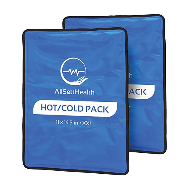 ALLSETT HEALTH(R) ASH072 AllSett Health XXL Reusable Hot And Cold Gel Packs For Injuries, 11in x 14-9/16in, Blue, Pack Of 2 Gel Packs
