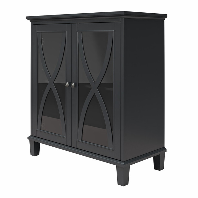 AMERIWOOD INDUSTRIES, INC. 9985872COM Ameriwood Home Celeste 32inW Accent Cabinet With Glass Doors, Black AMERIWOOD INDUSTRIES, INC. 9985872COM Ameriwood Home Celeste 32inW Accent Cabinet With Glass Doors, Black