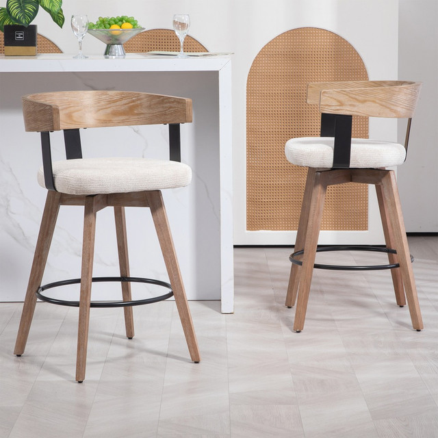 GLAMOUR HOME GHSTL-1738 Beck Fabric Counter Height Stool With Back, Beige GLAMOUR HOME GHSTL-1738 Beck Fabric Counter Height Stool With Back, Beige