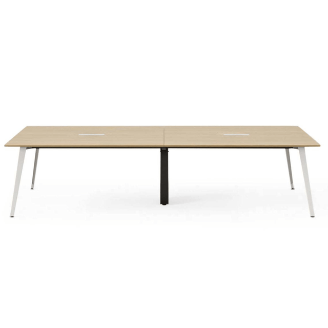 BUREAU OFFICE, INC. 12-01-13-10 Branch Furniture Rectangle Conference Table, 30inH x 118inW x 48inD, Woodgrain Top/White Base