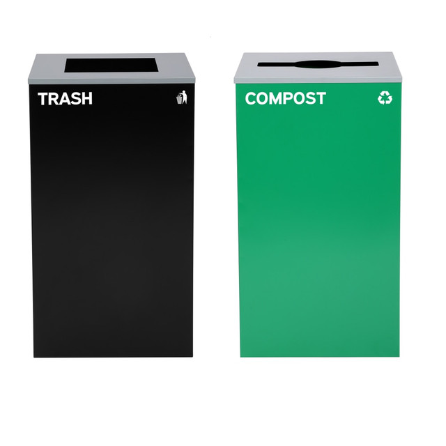 ADIR CORP. ALP4450-BLK-KIT13 Alpine Industries Stainless-Steel Open Top Compost And Trash Can Set With Square And Mixed Lids, 29 Gallons, 30inH x 16-15/16inW x 16-15/16inD, Black/Green, Set Of 2 Trash Cans ADIR CORP. ALP4450-BLK-KIT13 Alpine Industries Stainless-Steel Open Top Compost And Trash Can Set With Square And Mixed Lids, 29 Gallons, 30inH x 16-15/16inW x 16-15/16inD, Black/Green, Set Of 2 Trash Cans
