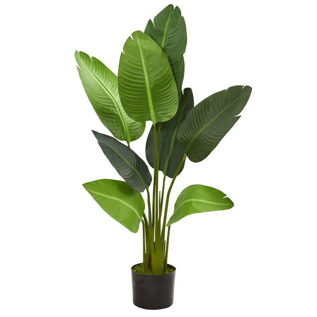 NEARLY NATURAL INC. 5582 Nearly Natural Travelers Palm 48inH Artificial Tree With Pot, 48inH x 8inW x 8inD, Green NEARLY NATURAL INC. 5582 Nearly Natural Travelers Palm 48inH Artificial Tree With Pot, 48inH x 8inW x 8inD, Green