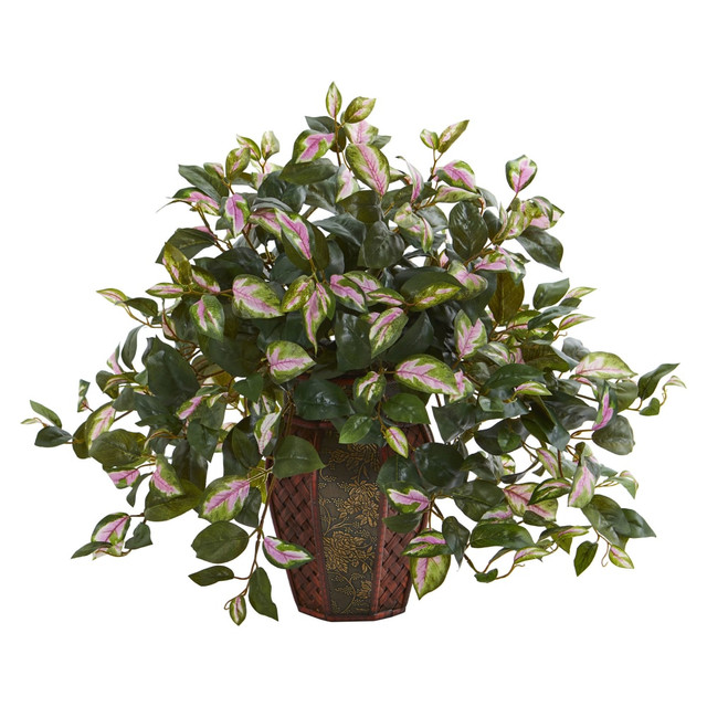 NEARLY NATURAL INC. 8153 Nearly Natural 20inH Hoya Artificial Plant With Decorative Planter, 20inH x 22inW x 22inD, Brown/Green NEARLY NATURAL INC. 8153 Nearly Natural 20inH Hoya Artificial Plant With Decorative Planter, 20inH x 22inW x 22inD, Brown/Green