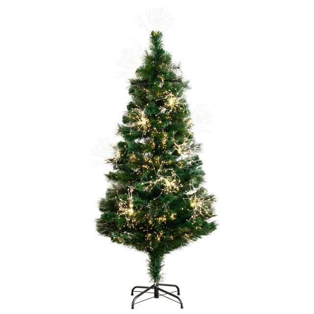 NEARLY NATURAL INC. T4565 Nearly Natural Pine 60inH Artificial Fiber Optic Christmas Tree With LED Lights, 60inH x 24inW x 24inD, Green