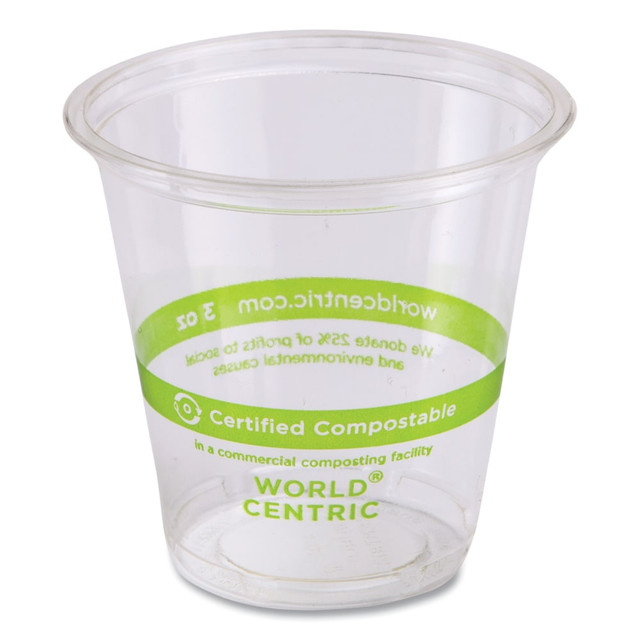 WORLD CENTRIC CP-CS-3  PLA Cold Cups, 3 Oz, Clear, Carton Of 2,500 Cups