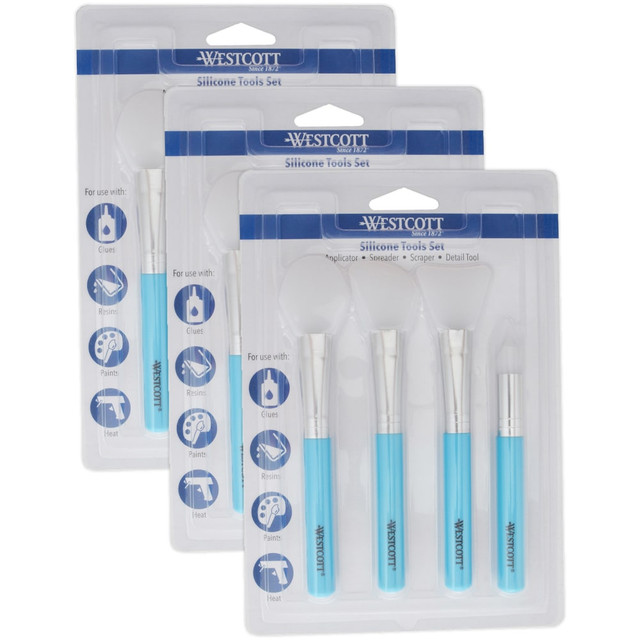 EDUCATORS RESOURCE ACM00507-3 Westcott Silicone Tools Set, 4 Per Pack, Set Of 3 Packs EDUCATORS RESOURCE ACM00507-3 Westcott Silicone Tools Set, 4 Per Pack, Set Of 3 Packs