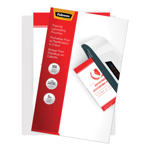 FELLOWES INC. 52045 Fellowes Laminating Pouches, 5 Mil, Legal, 9in x 14-1/2in, Pack Of 100 Pouches