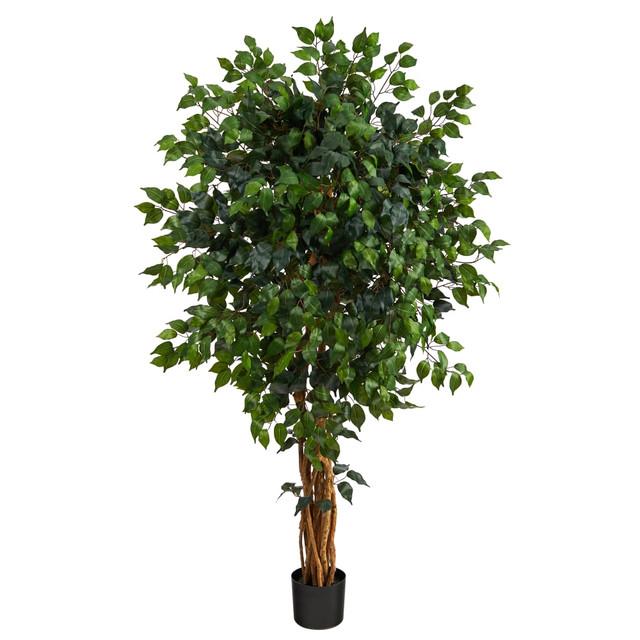 NEARLY NATURAL INC. T1544 Nearly Natural Palace Ficus 66inH Artificial Tree With Planter, 66inH x 18inW x 18inD, Green/Black