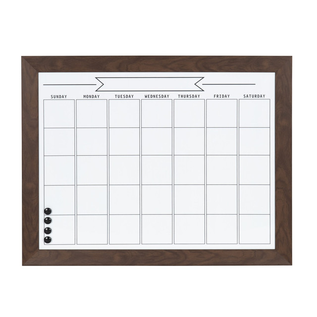 UNIEK INC. 211491 DesignOvations Beatrice Magnetic Framed Dry-Erase Monthly Calendar, Melamine, 23in x 29in, White, Brown Plastic Frame UNIEK INC. 211491 DesignOvations Beatrice Magnetic Framed Dry-Erase Monthly Calendar, Melamine, 23in x 29in, White, Brown Plastic Frame