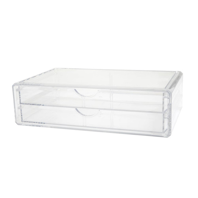 FLASH FURNITURE BEPB9393CLR Martha Stewart Brody Plastic Stackable Office Desktop Organizer Box With 2 Drawers, 2inH x 7-3/4inW x 12-3/4inD, Clear FLASH FURNITURE BEPB9393CLR Martha Stewart Brody Plastic Stackable Office Desktop Organizer Box With 2 Drawers, 2inH x 7-3/4inW x 12-3/4inD, Clear