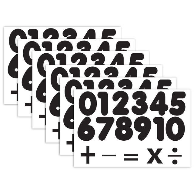 Great for use in the classroom or at home for learning numbers! Use on magnetic whiteboards, steel lockers, refrigerators, and more.  Die-cut and easy to punch out.  Letters measures approximately 1.75in tall.  Each set includes 32 black, magnetic number pieces. Sold as 6 packs for a total of 192 pieces.