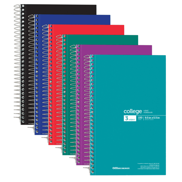 Write down important information in the Office Depot Wirebound Notebooks. These notebooks feature college ruling for easy writing.  College ruled for easy writing.  Spiral binding keeps pages in place.  Perforated pages offer easy removal.